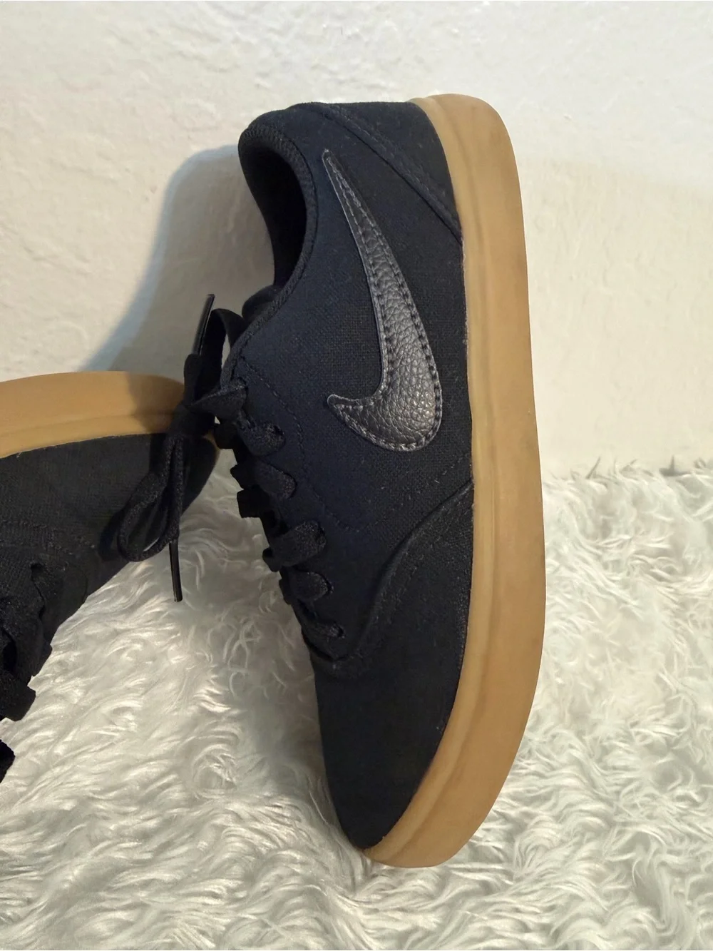 NIKE SKATEBOARDING CHECK CANVAS  905373-006 BLACK/BLACK-GUM LIGHT BROWN 4Y